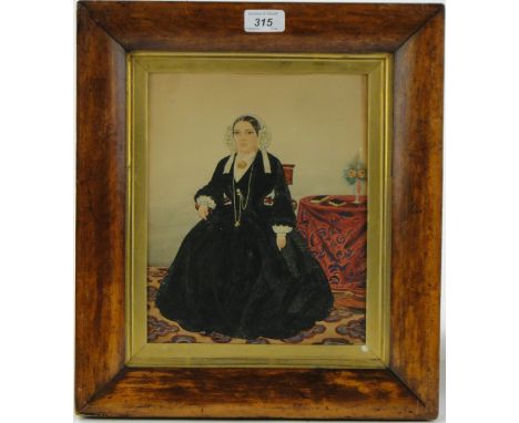 J H Moore,
watercolour, portrait of a woman, artist inscription verso dated 1854, 10" x 8", framed.