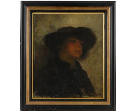 Florence Engelbach (1872-1951),
oil on canvas, portrait of a girl, signed, 22" x 18", framed.