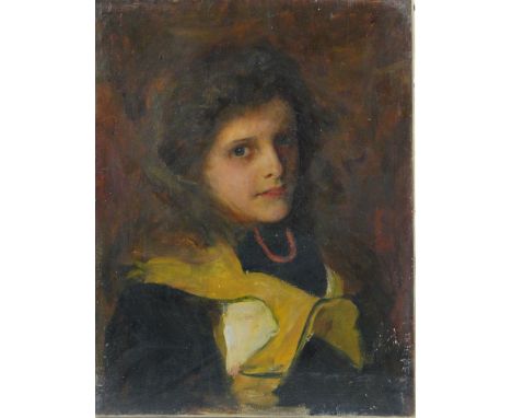Reginald Barber,
oil on canvas, portrait of a girl, 18" x 14", unframed.