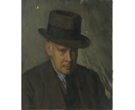 V Galloway,
oil on canvas circa 1940s, portrait of a man, signed, 24" x 20", unframed.