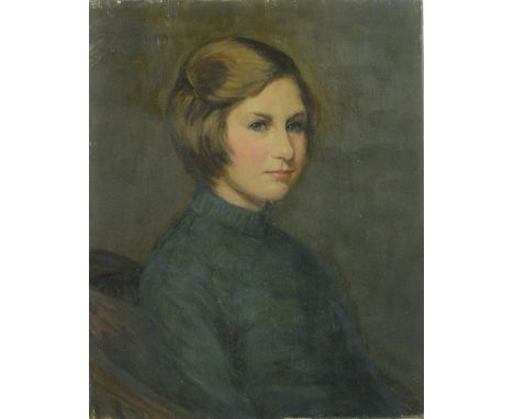 Harry John Pearson,
oil on canvas, portrait of a girl, 20" x 16", unframed.