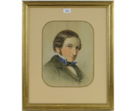 J F Lewis,
pastel/charcoal portrait of a gentleman, signed and dated 1838, 13" x 10", framed.