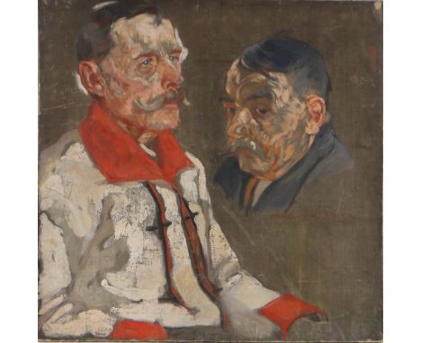 German School
early 20th century oil on canvas, double portrait of a man, unsigned, 24" x 24", unframed.