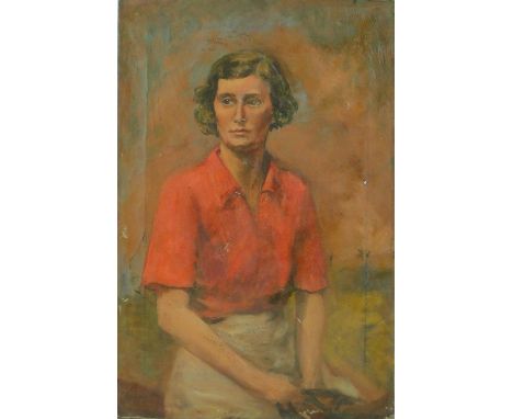 Mid 20th century oil on canvas, portrait of a woman, unsigned, 24" x 16", unframed.