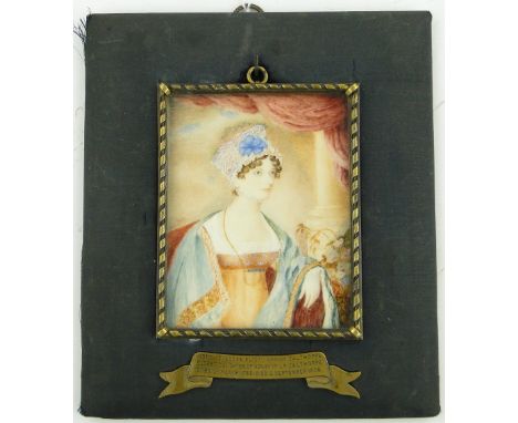 English School
19th century miniature watercolour on ivory, portrait of the Honourable Frances Calthorpe, 1785-1868, unsigned