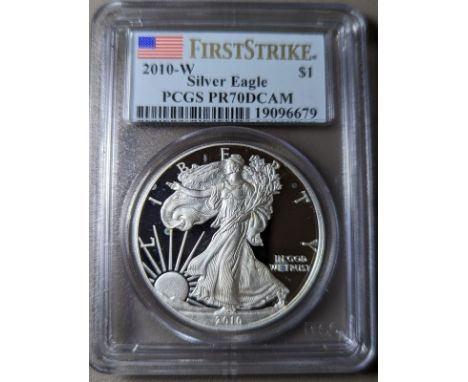 UNITED STATES. Silver 1 dollar, 2010 W. American Veterans Disabled for LifeIn secure plastic holder, graded PCGS PR70 DCAM, c