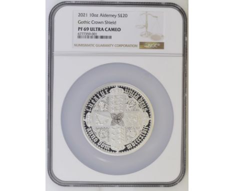 UNITED KINGDOM. ALDERNEY. Elizabeth II, 1952-2022. Silver 20 pounds, 2021. Commonwealth Mint. Proof. Part of a two-coin set, 