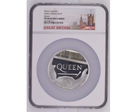UNITED KINGDOM. Elizabeth II, 1952-2022. Silver 10 pounds, 2020. Royal Mint. Proof. The first coin in the "Music Legends" ser