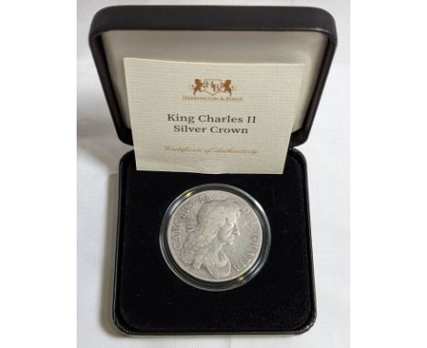 ENGLAND. Charles II, 1660-85. Silver crown, 1682. NULL. Fourth laureate and draped bust of King Charles II right. Legend read