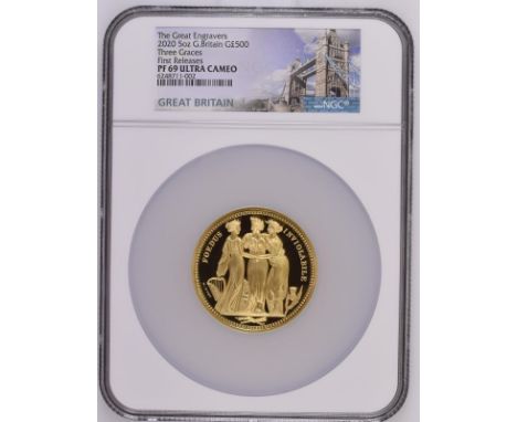 UNITED KINGDOM. Elizabeth II, 1952-2022. Gold 500 pounds, 2020. Royal Mint. Proof. The second issue from the Great Engravers 