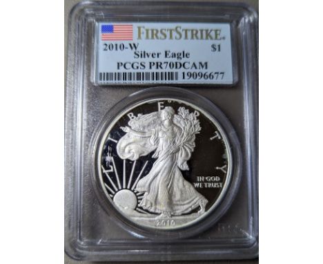 UNITED STATES. Silver 1 dollar, 2010 W. American Veterans Disabled for LifeIn secure plastic holder, graded PCGS PR70 DCAM, c