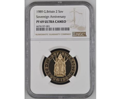 UNITED KINGDOM. Elizabeth II, 1952-2022. Gold 2 pounds (double sovereign), 1989. Royal Mint. Proof. Commemorating the 500 yea