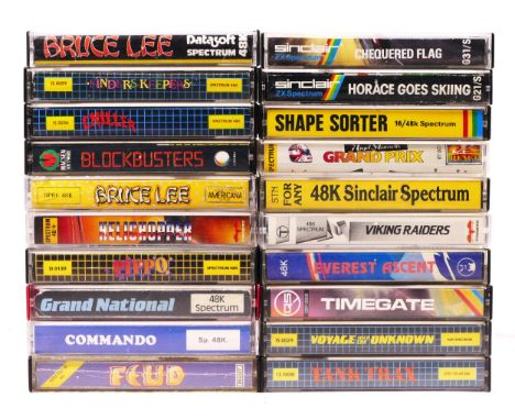 Twenty cassettes for the ZX Spectrum, to include Viking Raiders, Stonkers, Nigel Mansell’s Grand Prix, Shape Sorter, Horace G