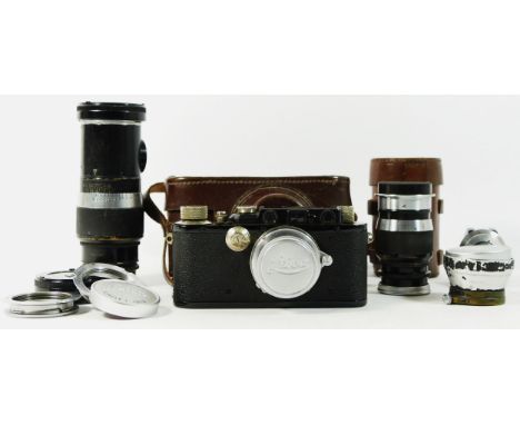 A Leica III D.R.P Ernst Leitz Wetzlar 35mm camera, black (serial No 185240), 1936, together with a Ernst Leitz Wetzlar Summar