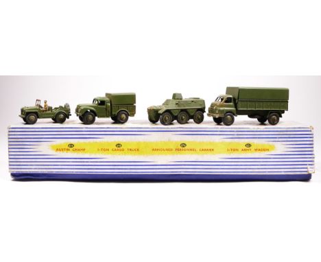 A Dinky Toys Military Vehicles (I) gift set, 699, including a Austin Champ, 1-ton Cargo truck, Armoured Personnel Carrier and