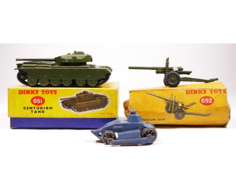 A Dinky Toys Military Vehicle, Centurion Tank, 651, original box, together with a Dinky Toys 5.5 Medium Gun, 692, original bo