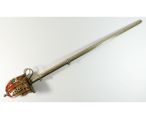 A Victorian Scottish Regimental officer's 1898 pattern sword, blade 82cm, unsigned, inset brass FORGED T., etched with crowne