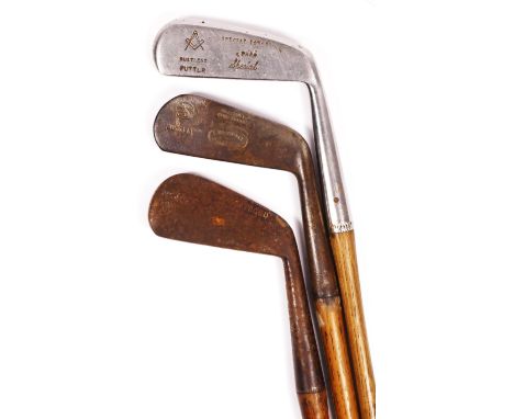 A hickory shafted Rustless Putter, special forged, S. Parr, Special, with Masonic square and compass, another putter by F. Ma