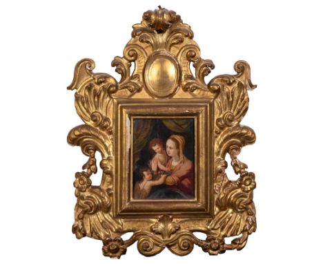 Italian school, ca.1600. Following models by ANDREA DEL SARTO (Florence, 1486 - 1531)."Madonna and Child with Saint John Chil