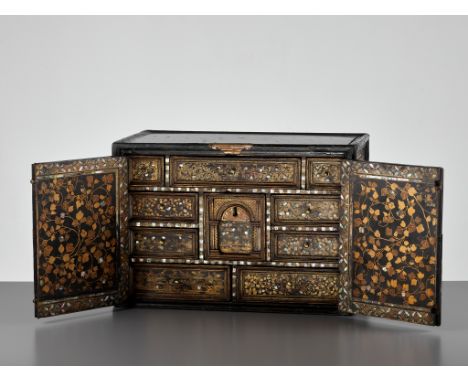 A RARE SHELL-INLAID NANBAN LACQUER CABINETJapan, late 16th to early 17th century, Momoyama (1573-1615) to early Edo period (1