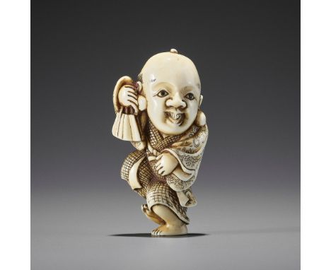 YOSHIMASA: AN IVORY NETSUKE OF FUKUSUKEBy Yoshimasa, signed Yoshimasa 吉正 Japan, Kyoto, late 18th to early 19th century, Edo p