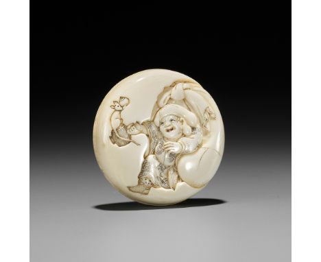 SORIN: AN IVORY MANJU NETSUKE WITH DAIKOKU AND RATBy Sorin, signed Sorin 宗琳 and kakihanJapan, mid-19th century, Edo period (1