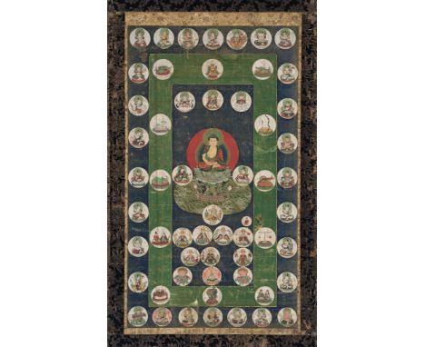 A RARE HOSHI MANDARA, MUROMACHI PERIODJapan, 15th-16th century, Muromachi period (1336-1573)Mounted onto silk brocade and sup