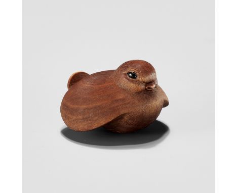 VADYM PYVOVAR: A WOOD NETSUKE OF THE FUKURA SUZUMEBy Vadym Pyvovar, signed with the artist's markUkraine, 2023The fat sparrow