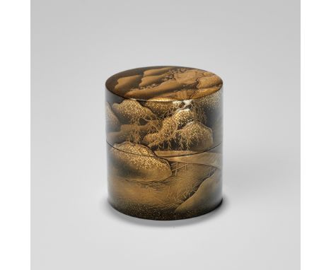 MASAHARU: A LACQUER NATSUME (TEA CADDY) DEPICTING A LANDSCAPEBy the Arai Masaharu studio, signed on the tomoboka Masaharu wit