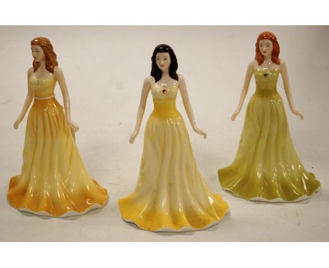 A set of three modern Royal Doulton ladies from the Gemstone Collection, Opal, Topaz, and Peridot