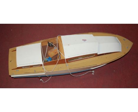 A late 20th century motor driven model of a cabin cruiser 'Jemima', on stand