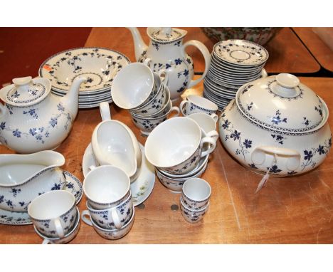 A Royal Doulton part tea and dinner service in the Yorktown pattern, TC1013, to include soup bowls, tureen and cover, saucebo