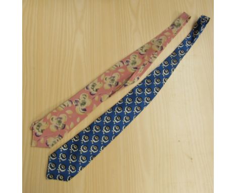 An Yves Saint Laurent Pario silk tie together with a vintage Jonelle silk Andy Warhol inspired floral design