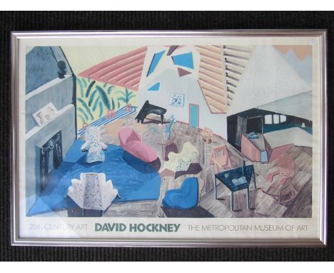 A framed and glazed print by David Hockney (b.1937) "The Metropolitan Museum of Modern Art", 76cm high x 111cm wide