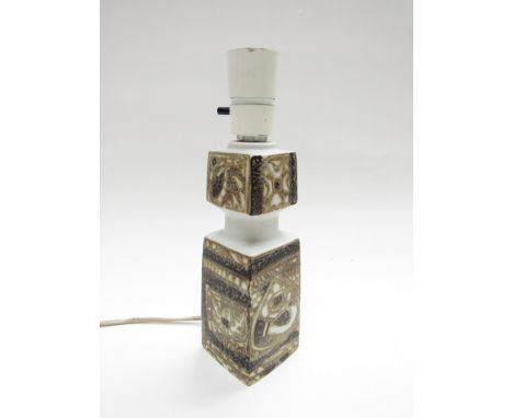 A Royal Copenhagan faience table lamp base by Nils Thorssen, 26.5cm high (a/f)