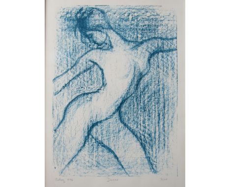 ZSNZSI ROBZ: Framed and glazed lithograph on paper entitled "Dancer" signed in pencil, dated 1976 numbered 3/20, 58cm high x 