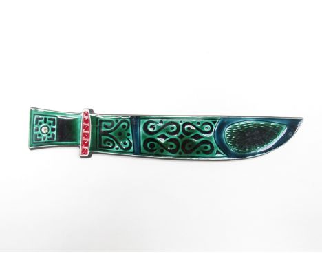 A Poole Pottery dagger form wall plaque designed by Robert Jefferson. 31.5cm long