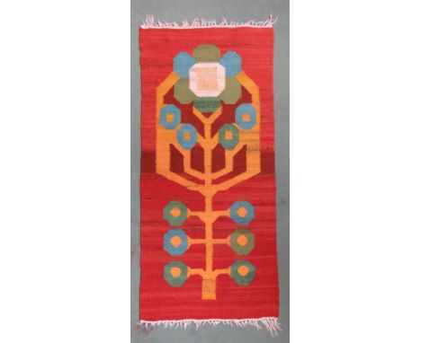 A vintage Scandinavian woven wool wall/floor rug.  Circa 1960's, 112cm x 49cm