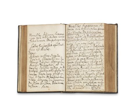 NEWTON (ISAAC)Manuscript notebook of John Wickins (d.1719), friend, collaborator and amanuensis of Isaac Newton, bearing owne