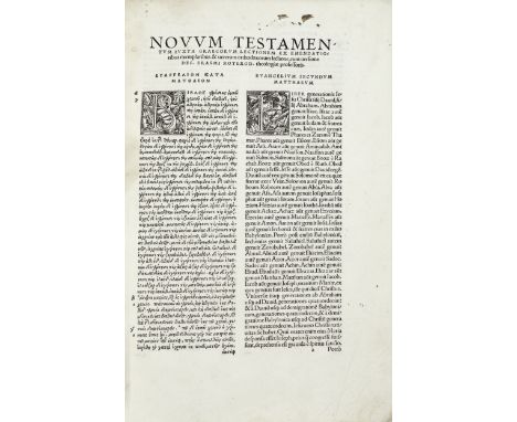 BIBLE, GREEK AND LATINNovum Testamentum iam quintum accuratissima cura recognitum a Des. Erasmo Roter,  double column text, w