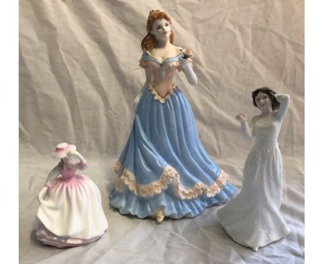 ROYAL WORCESTER BONE CHINA FIGURE-FOR SOMEONE SPECIAL AND TWO ROYAL DOULTON FIGURES -BUTTERCUP AND SENTIMENTS WITH LOVE(3)