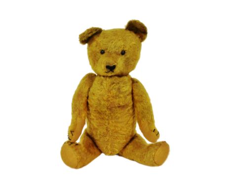Teddy Bears - an original vintage believed English Chiltern or Chad Valley made soft toy teddy bear. A firmly stuffed woodwoo