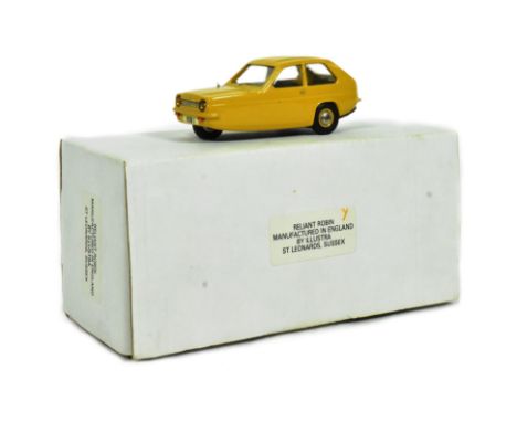 Illustra Models - a 1/43 scale precision diecast model of a Reliant Robin Mk1 ' Super ' 850cc in mustard yellow. Highly detai