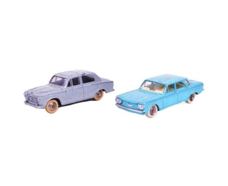 French Dinky Toys - x2 original vintage French made Dinky Toys diecast models comprising 24B Peugeot 403 and 552 Chevrolet Co