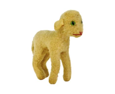 Steiff - a vintage c1950s German Steiff made plush ' Lamb '. Small glass eyes, with red stitched nose, and retaining the orig