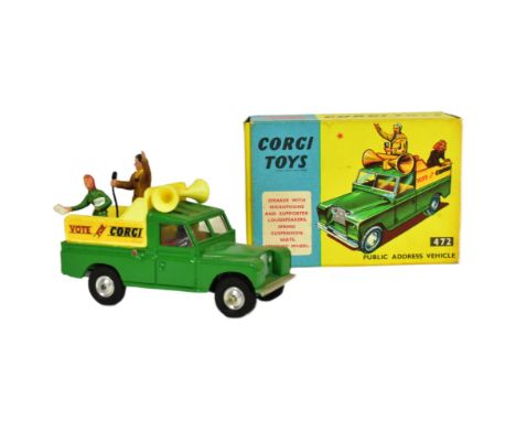 Diecast - an original vintage Corgi Toys boxed diecast model No. 472 Public Address Vehicle with speaker, microphone and supp