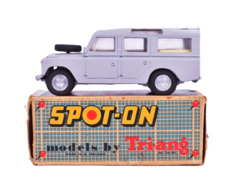 Diecast - an original vintage Triang 1/42 scale boxed diecast model No. 161 L.W.B Landrover. Grey body with white roof and ye