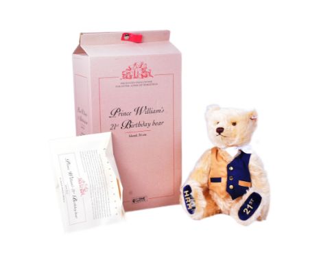 Teddy Bears - an original German Steiff made soft toy teddy bear 661198 Prince Williams 21st Birthday Bear with growler. Blon