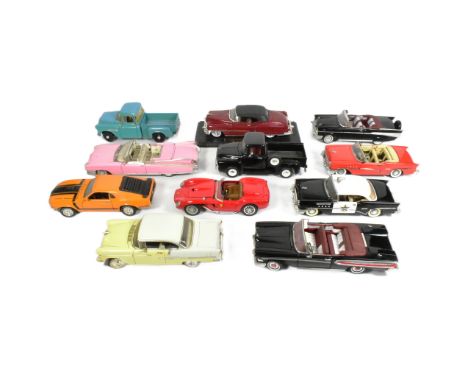 Diecast - a collection of 1/18 scale diecast model cars of makers comprising Mira, Anson, Road Signature, Welly and Burago. E