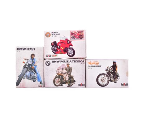 Diecast - Four vintage Polistil diecast motorcycles, comprising of 'MS 113 Honda Bol D'Or', 'MS 109 BMW Polizia Tedesca', 'MS